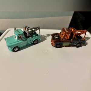 Two Tow Mater Trucks- Blue and Brown